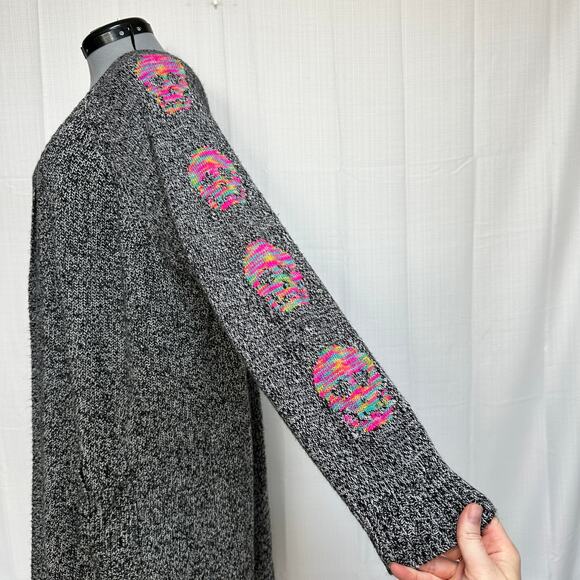 Torrid Lovesick Long Sleeve Raglan Duster Cardigan Space Dye Rainbow Skull Sz: 3 - Picture 3 of 8
